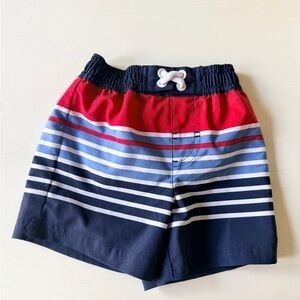 wonder nation Navy, Red & Light Blue Striped Swim Trunks